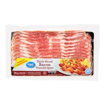 Bacon fumé naturellement tranché épais, Great Value