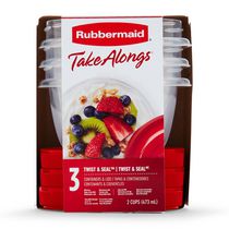 Rubbermaid TakeAlongs 473 ML Twist & Seal Storage Container, 3 Pack