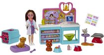 Barbie Chelsea Pet Vet Doll (Brunette) & Playset, 4 Animals, 18 Accessories