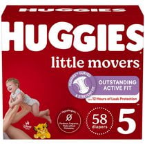HUGGIES Little Movers Baby Diapers, Giga Pack, Sizes 3-8 | 76-38 Count, Sizes 3-8 | 76-38 Count