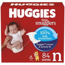 HUGGIES Little Snugglers Baby Diapers, Giga Pack, Sizes NB-2 | 84-84 Count, Sizes NB-2 | 84-84 Count