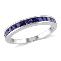 Bague éternité Miabella avec saphir synthétique 3/4 CT PBT en argent sterling