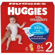HUGGIES Little Snugglers Baby Diapers, Giga Pack, Sizes NB-2 | 84-84 Count, Sizes NB-2 | 84-84 Count
