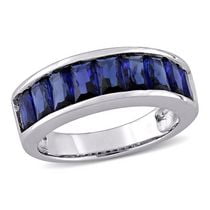 Bague semi-éternité Miabella avec saphir synthétique 2-3/4 CT PBT en argent sterling