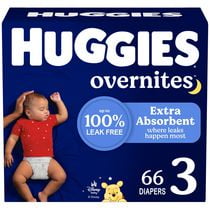 Huggies Overnites Nighttime Baby Diapers, Sizes: 3-7 | 36-66Count, Sizes 3-7 | 36-66 Count