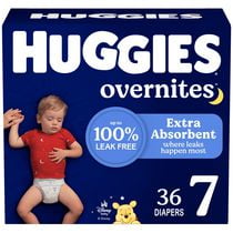 Huggies Overnites Nighttime Baby Diapers, Sizes: 3-7 | 36-66Count, Sizes 3-7 | 36-66 Count