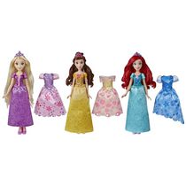 Disney Princess Royal Dress-up Set, Includes Ariel, Belle, Rapunzel Fashion Dolls and Sparkly Dresses, Shoes, and Tiaras