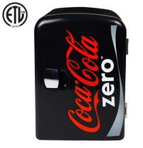 Coca-Cola Mini réfrigérateur/réchauffeur thermoélectrique portable 6 canettes, 4 L/4,2 qt, 12 V DC/110 V AC pour la maison, le dortoir, la voiture, le bateau, les boissons, les collations, les soins de la peau, les cosmétiques, les médicaments.
