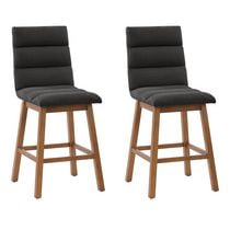 Tabouret de bar à rainures en tissu rembourré, lot de 2