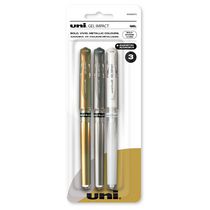 uniball™ Signo Gel Impact Pens, Bold Point (1.0mm), Assorted Metallic, 3 Pack