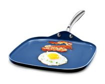 Granitestone Bleu Plaque chauffante antiadhésive de 10,5 po / gril plat avec surface à triple revêtement minéral et diamant ultra durable, poignée en acier inoxydable Stay Cool, va au four et au lave-vaisselle, 100% sans PFOA