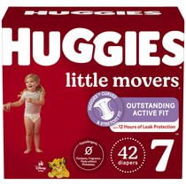 HUGGIES Little Movers Baby Diapers, Giga Pack, Sizes 3-7 | 76-42 Count, Sizes 3-7 | 76-42 Count