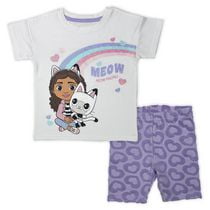 Gabby's Dollhouse Toddler Girls 2 pc set with short sleeve Top and biker short
