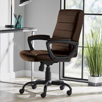 Fauteuil de direction à mi-dossier en cuir reconstitué Mainstays, Brun