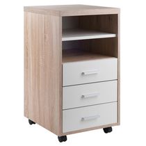 Winsome Kenner Mobile Storage Cabinet, 3 Drawers, 2 Shelves, Reclaimed Wood/White Finish