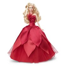 Poupée ​Barbie Joyeux Noël 2022 Barbie Signature (cheveux blonds ondulés) avec support pour poupée
