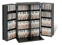 Prepac 34" Locking CD DVD Media Storage Cabinet in Cherry and Black