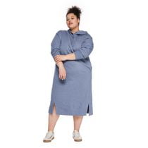 George Women's Plus Hooded Fleece Midi Dress, Sizes 1X-4X