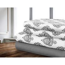 Safdie & Co. Ens. De Draps En Microfibre Tissé 4MCX Q Damask Imprimé Solide Gris