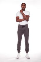 Pantalon de jogging 5 poches coutures moto pour homme en tricot JeaniologieMC | Gris charbon