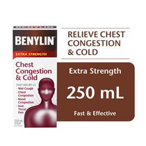 BENYLIN® Extra Strength Chest Congestion & Cold  Syrup,  Relieves Wet Cough & Sore Throat Pain, 250mL