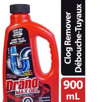 Drano Max Gel débouche-tuyaux et nettoyant de drains déloge et élimine les blocages dans les drains de douches et de lavabos, 900 ml