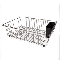 Mainstays Large Dish Drainer Rack - Chrome/Black, Large Dishrack Black