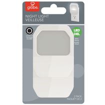 Panneau en position de marche permanente d'élairage de nuit DEL de 3000K (blanc doux), paquet de 2, fini blanc
