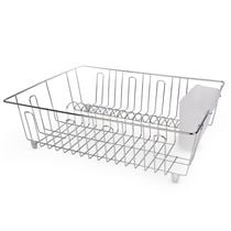 Mainstays Large Dish Drainer Rack - Chrome/Black, Large Dishrack Black
