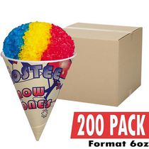 Pack of 200 Cones 6oz for Snow Cone
