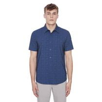 Dark Black Men's Short-Sleeve Button-Down Shirt