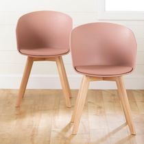 South Shore Flam Dining Chairs with Wooden Legs- Set of 2