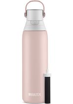 Système de filtration d’eau en bouteille haut de gamme à double paroi isolante en acier inoxydable de Brita®, de couleur rose et d’une capacité de 591 mL avec 1 filtre
