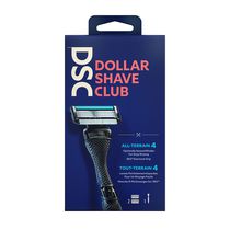 Dollar Shave Club 4-Blade Razor Starter Set for All-Terrain Shaving with Optimally Spaced Blades for Easy Rinsing 1 handle, 2x 4-blade cartridges