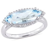 Tangelo 2.88 Carat T.G.W. Blue and White Topaz Sterling Silver Cocktail Halo Ring