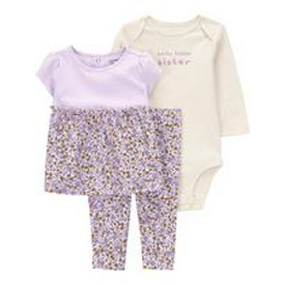 Carter's Child of Mine Ensemble 3 pièces pour bébé fille - Motif floral violet Tailles Nouveau-né - 24 mois