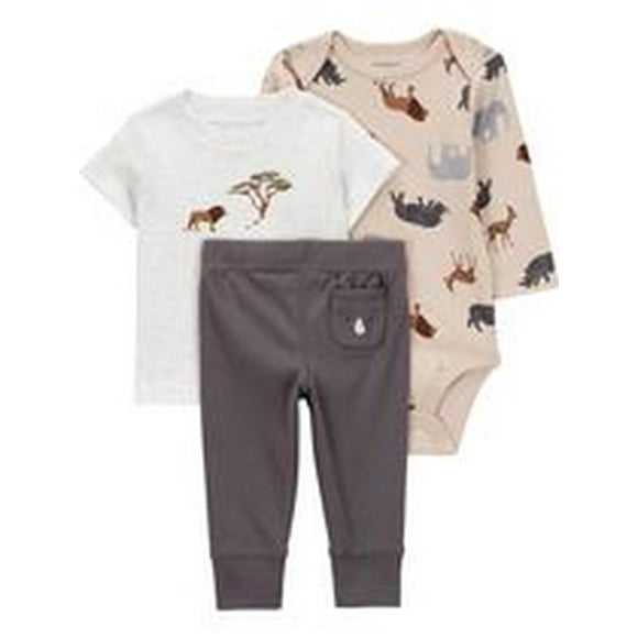 Carter's Child of Mine Ensemble 3 pièces pour bébé garçon - Safari marron Tailles Nouveau-né - 24 mois