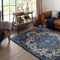 Mohawk Prismatic Emiko Blue Polyester Area Rug