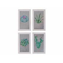 Métal Wall Art Avec Cadre (Cactus) (Assorties) - Set of 4