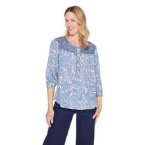 Iyla Women's Lace Trim Peasant Blouse