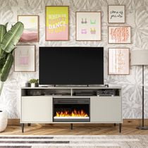 Mr. Kate Daphne Fluted Contemporary Electric Fireplace TV Stand for TVs up to 70", Taupe