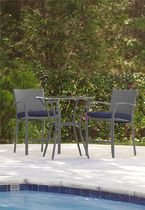 COSCO Outdoor Living 3 Piece High Top Bistro Lakewood Ranch Steel Woven Wicker Patio Balcony Furniture Set with Cushions, Brown