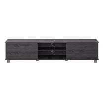Meuble TV en bois d'ingénierie moderne CorLiving Hollywood avec armoires pour la plupart des téléviseurs jusqu'à 85" - Meuble de centre de divertissement et de console multimédia - Meuble TV contemporain pour le salon
