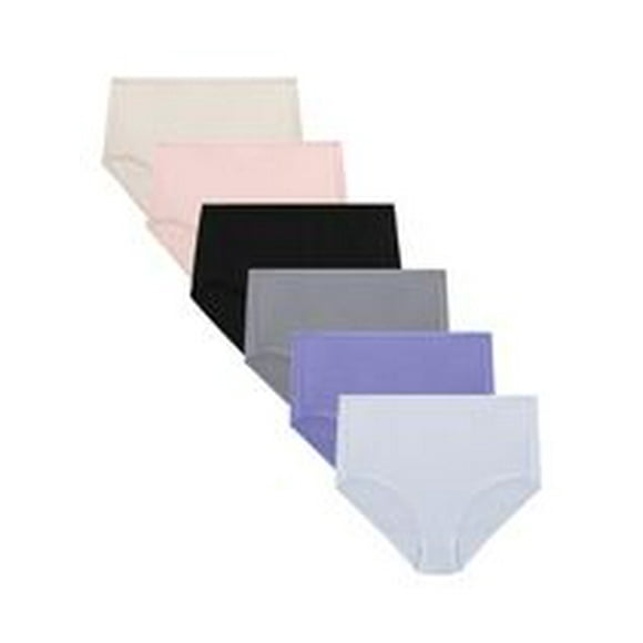 LADIES MICROFIBER BRIEF, ASSORTED 6PK, Size 5 -9