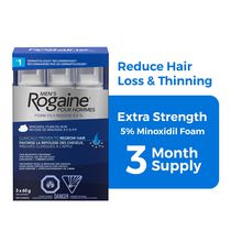 Rogaine Traitement pour le repousse des cheveux chez les hommes - Réduit la perte et l’amincissement des cheveux - Mousse de minoxidil à 5 % - approvisionnement de 3 mois, 3 x 60 g