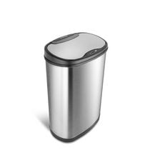 Poubelle ovale de capteur de mouvement de NINESTARS 13.2 Gal / 50L, acier inoxydable avec le couvercle d'acier inoxydable