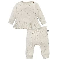 Modern Moments by Gerber - 2 piece Peplum Top + Pants Hacci Set - Beige Star