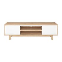 CorLiving Fort Worth White and Brown Wood Grain Finish TV Stand