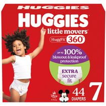 Huggies Little Movers HuggFit 360° Baby Diapers with 360° Waistband, Giga, Size 3-7, Count 76-44, HUG LM HF GIGA DPR S3-7|Count 76-44