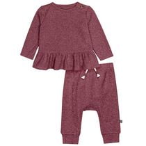 Modern Moments by Gerber -  2 piece Peplum Top + Pants Hacci Set - Rose